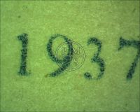 START CHEERING LOBBY CARD - Here we see a close up shot of the date at the bottom border. This clearly shows authentic paper (Poster)