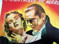 DRACULA one sheet R 47 #2 - A closeup shot of the main image area, overall the appearance of the print seems slightly out of focus and the colors are overly saturated. (Poster)