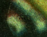 frankenstein title card 003 - Here a microscope image of the monster's neck bolt and again the ink jet printing patterns are clearly visible in this area. (Poster)