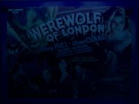 WEREWOLF OF LONDON - Photograph taken under black light. The dark blue areas in the border show where paint has been applied. The card imagery does not fluoresce. (Poster)