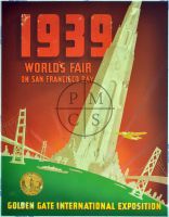 1939 World's Fair - WITH RED AND GREEN AIRBRUSH PAINT (Poster)
