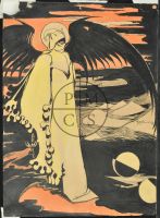 Artwork after conservation and repair, prior to restoration.